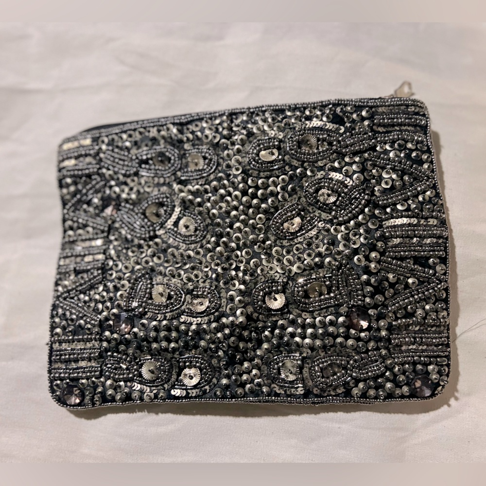 LULU TOWNSEND BEADED EVENING CLUTCH BAG